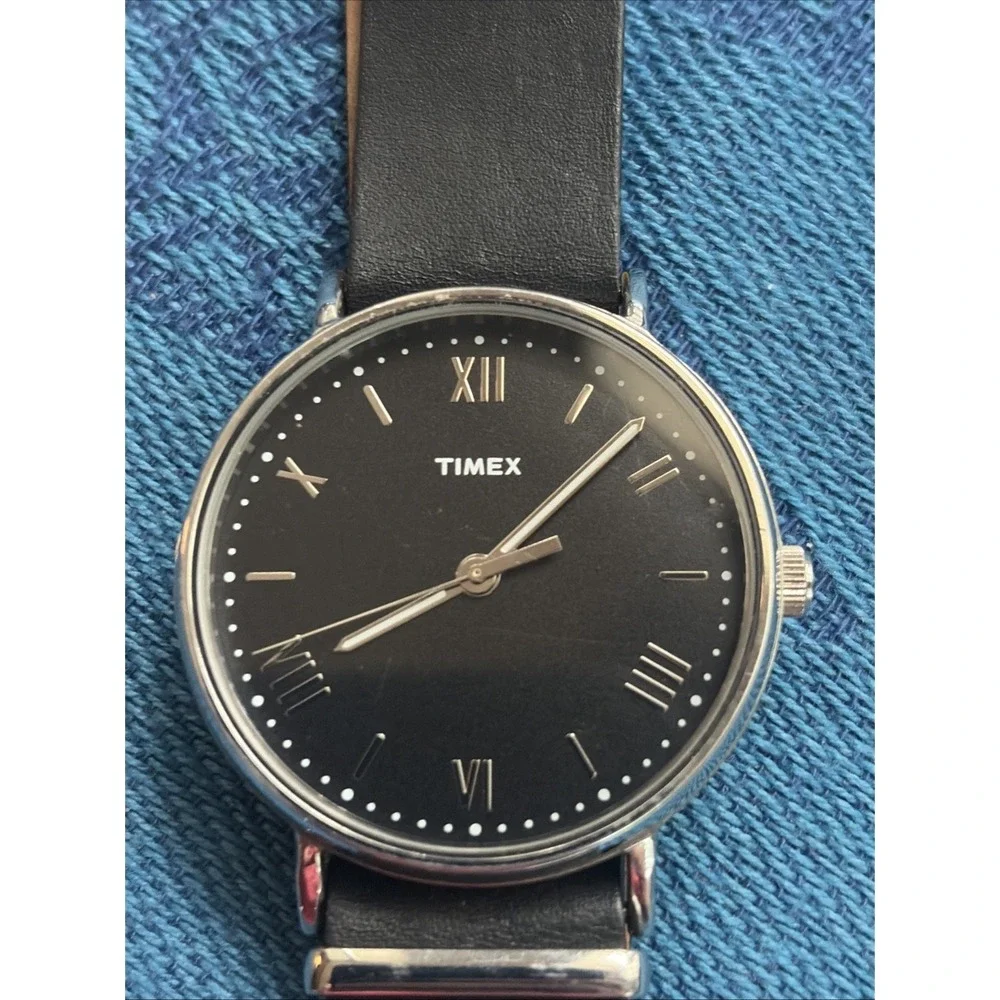 Timex Men TW2R28600 Fashion Black Dial Leather Band Quartz Analog 41mm Watch 8